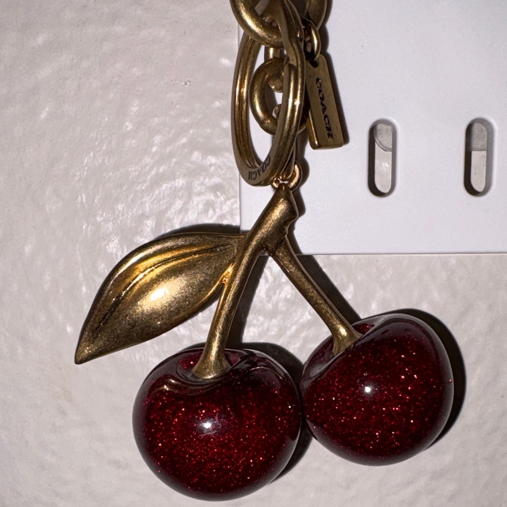 Authentic Coach Gold and Deep Red Cherry Keychain - Picture 6 of 7